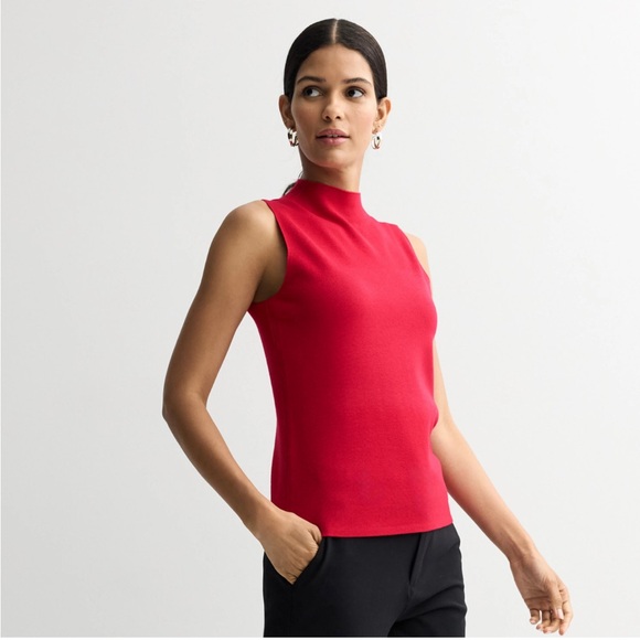 NWT Nine West Red Heartless Mock Neck Sleeveless Sweater Size Large - Picture 1 of 8